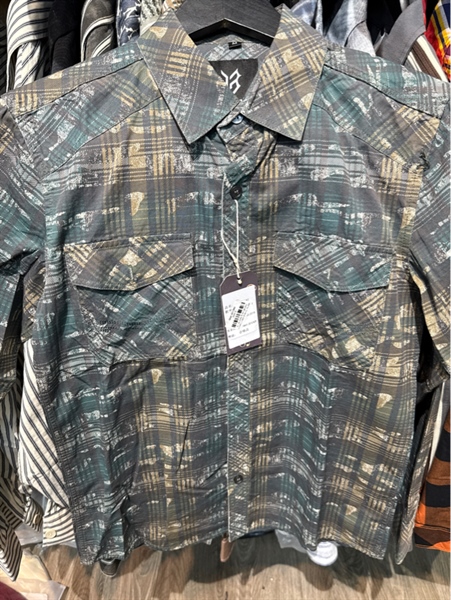 SMTD- THREE 026-1 Caro in họa tiết loang Xanh lá