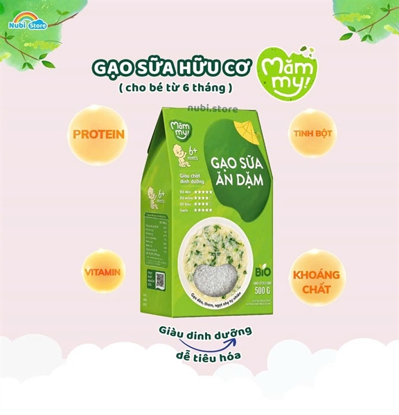 Gạo sữa hữu cơ ăn dặm ăn ngon Mămmy 6M+ 500g
