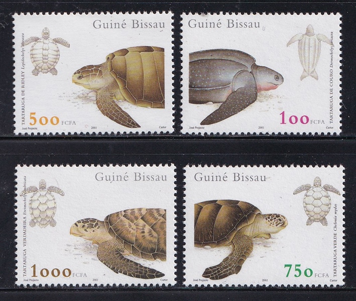 Bộ 4 Tem Bưu Chính Guinea Bissau - Rùa Biển | Guinea Bissau - Sea Turtles 2001 (4) | Mint