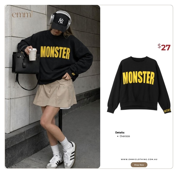 Black Monster Graphic Sweatshirt