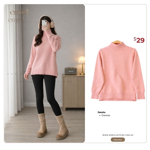 Blush Turtleneck Sweater