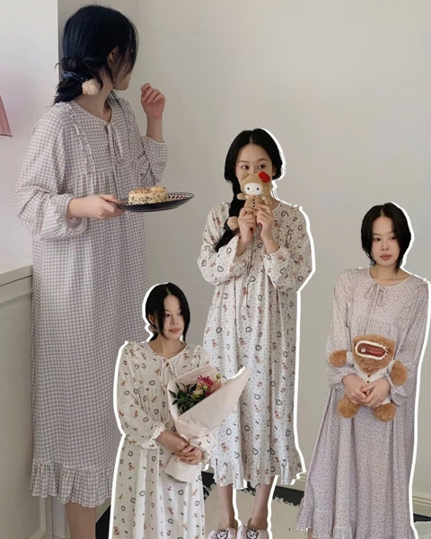 Váy dài xuân hè DSTUDIO viền bèo họa tiết xinh xắn style vintage cổ điển D2651