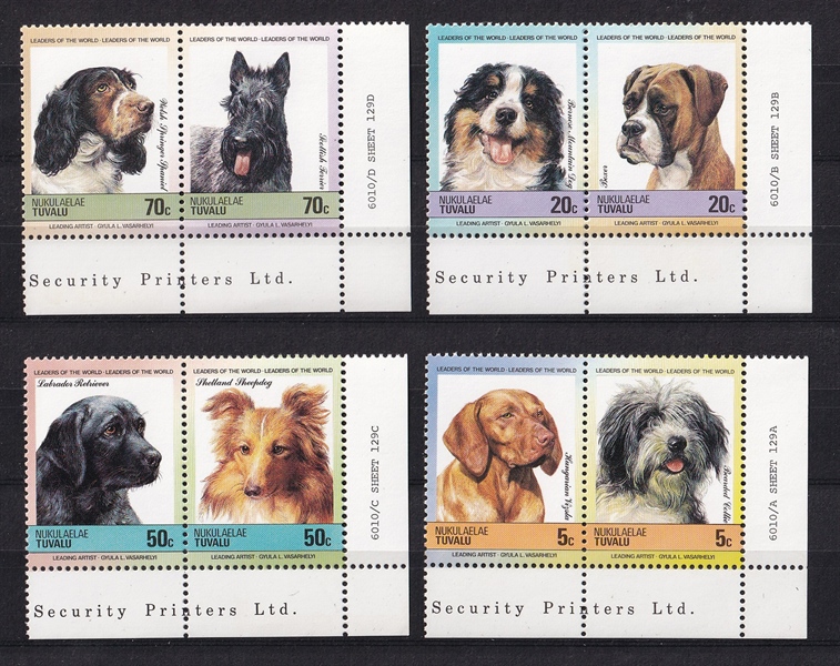 Bộ 8 Tem Bưu Chính Tuvalu - Chó | Tuvalu - Leaders of the World - Dogs 1985 (8) | Mint