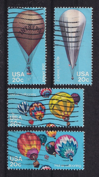Bộ 4 Tem Bưu Chính Mỹ - Khinh Khí Cầu | USA - Hot Air Balloon 1983 (4) | Used/CTO