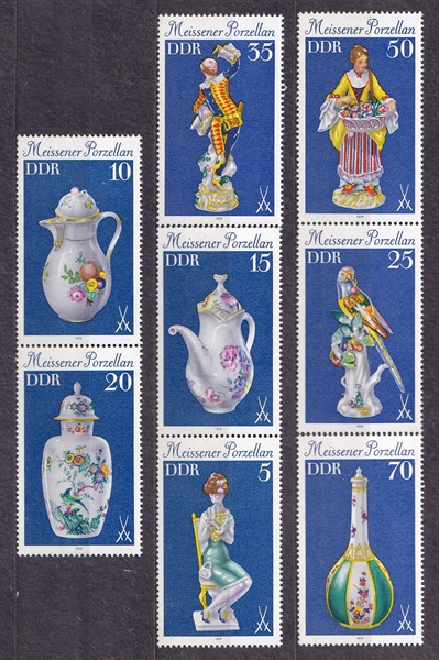 Bộ 8 Tem Bưu Chính Đông Đức - Sứ Meissen | DDR - Meissen Porcelain 1979 (8) | Mint