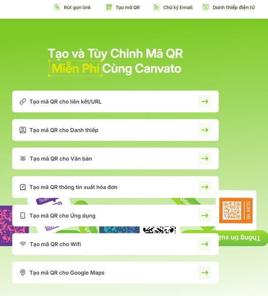 Dịch vụ tạo mã QR, link rút gọn, ...