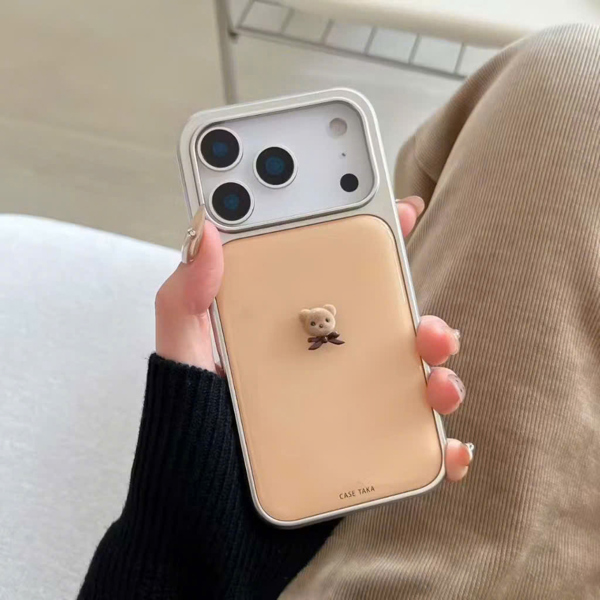 Case Vàng Gấu Nâu Nổi Viền Bạc - 16PROMAX