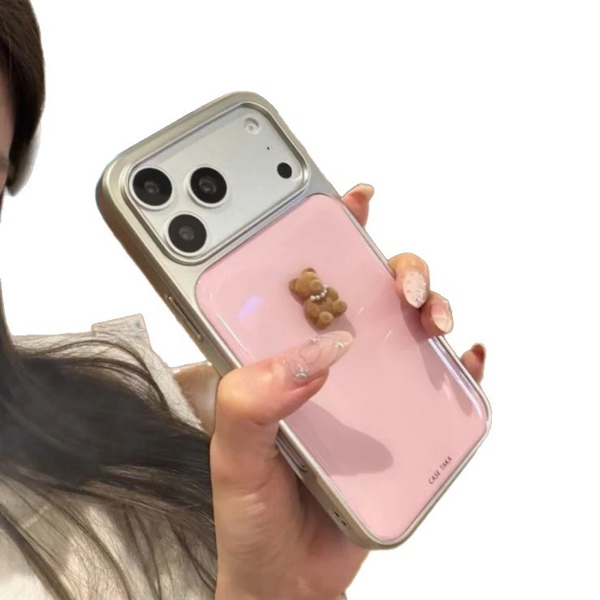 Case Hồng Gấu Nâu Nổi Viền Bạc - 15PROMAX