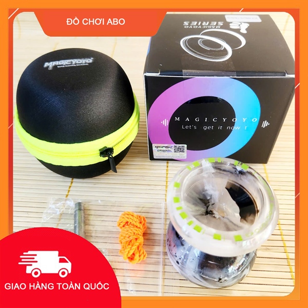 K3-DENGA (THÊM QUÀ TỪ ABO) YOYO MAGIC CRYSTAL 1A NHỰA KHÔNG NHẠY DÂY MÀU ĐEN GALAXY