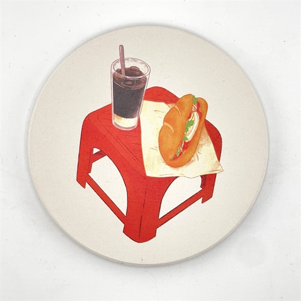 Ceramic Coaster SG Collection: Coffee Bánh Mì