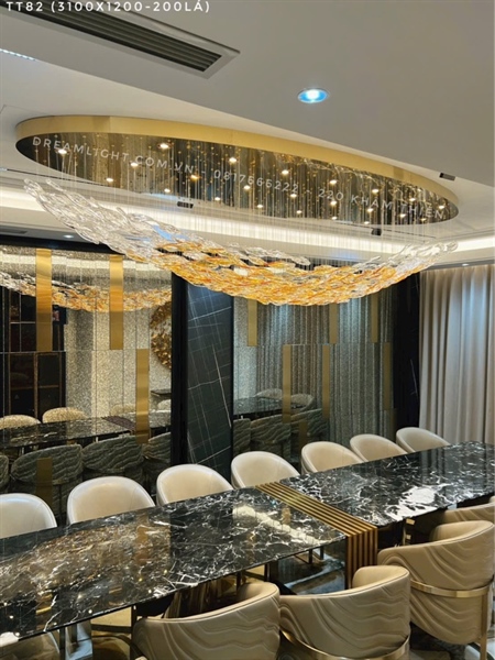 Đèn lá thủy tinh lá xoài