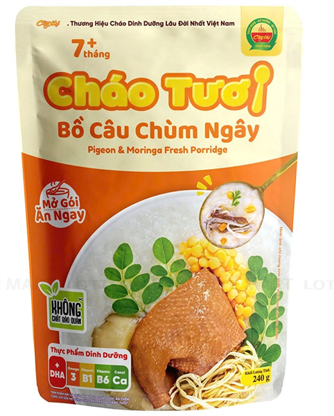 Cháo tươi Cây Thị bồ câu chùm ngây 240g (7M+)