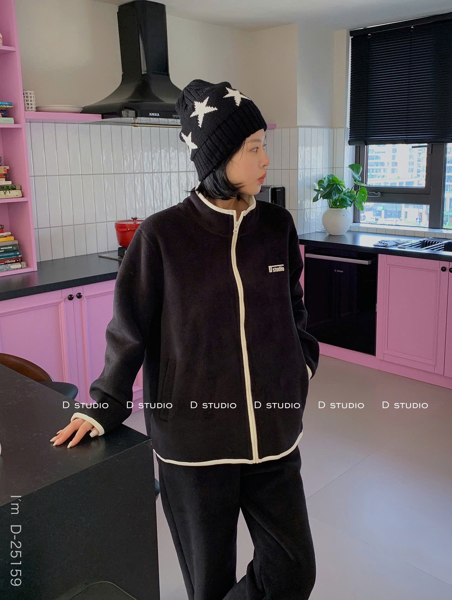 Bộ nỉ bông thu đông DSTUDIO cao cấp lót lông cừu ấm áp D25159