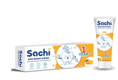 Kem đánh răng Sachi hương cam 60g cho bé từ 1 tuổi trở lên - Sohaco