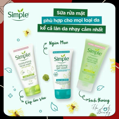 Sữa Rửa Mặt Simple lành tính và hiệu quả cho mọi loại da 150ml