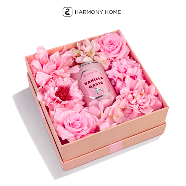 Bộ Quà Tặng Nến Thơm Hoa Lụa Màu Hồng