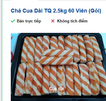 Chả Cua Dài TQ 2.5kg 60 Viên