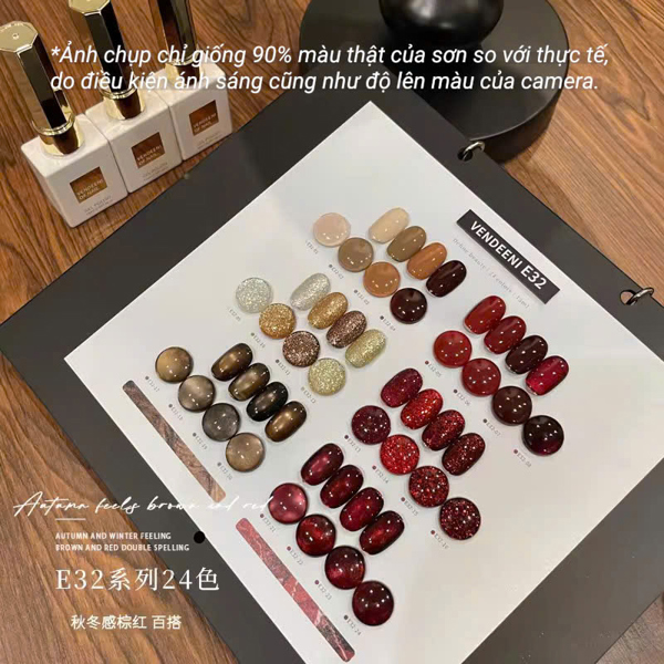 Lẻ sơn VENDEENI bảng 24 màu