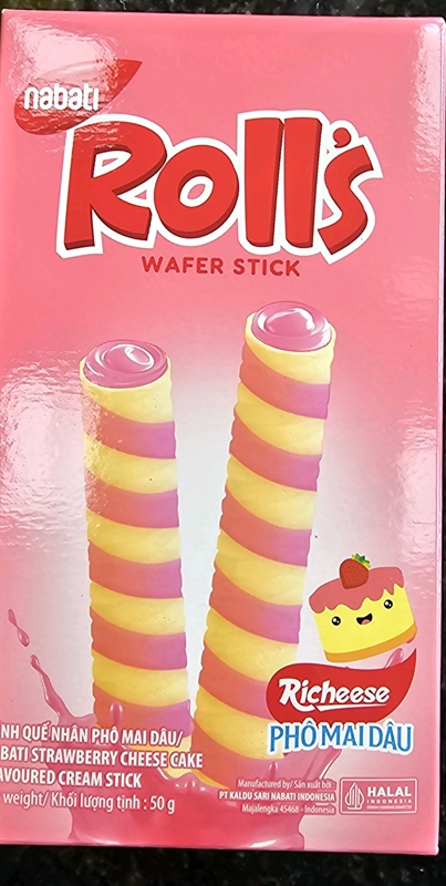 BÁNH QUẾ NHÂN PHÔ MAI DÂU - NABATI STRAWBERRY CHEESE CAKE FLAVOURED CREAM STICK 50G