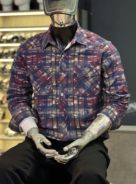 SMTD- THREE 026-3 Caro in họa tiết loang - Đỏ Nâu