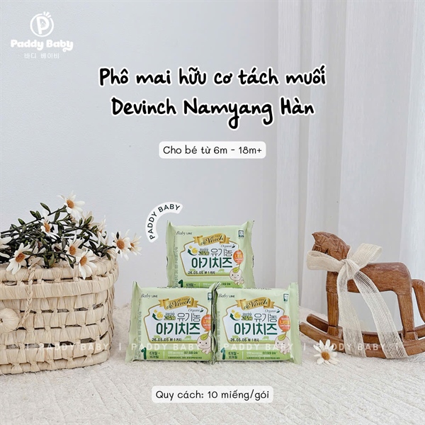 Phô mai tách muối hữu cơ Devinch ( Namyang) cho bé 6m+