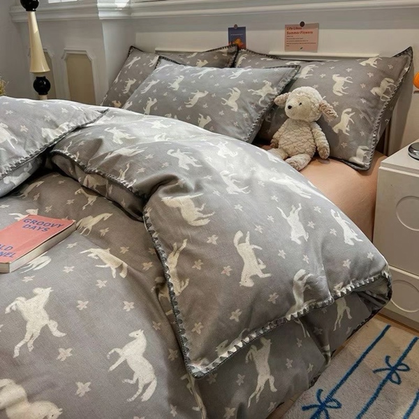 Bộ ga ghi "Giấc Mơ Ngựa Trắng" | BST Petit Jardin Cotton Linen – viền vỏ sò mũi tam giác - DM01.05