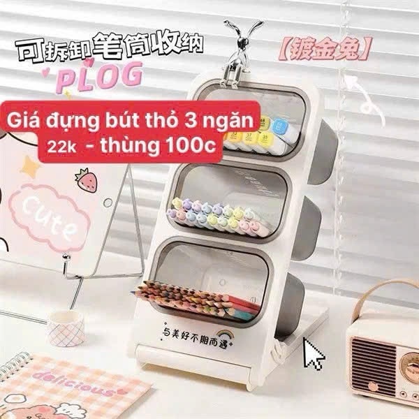 Giá đựng bút thỏ 3 ngăn (Thùng 100)