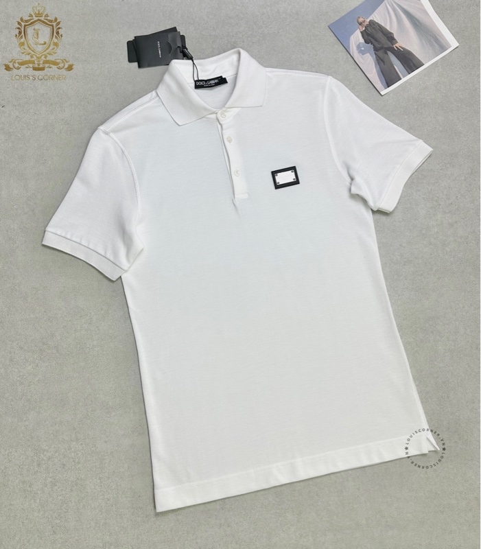 Polo Dolce trắng tag sport đen