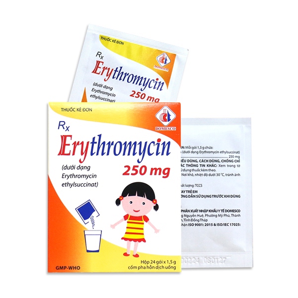Thuốc Erythromycin 250mg Domesco (Hộp 24 gói)