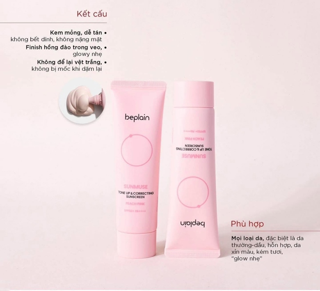 Kem Chống Nắng BEPLAIN Hồng Peach Pink - Ảnh 1