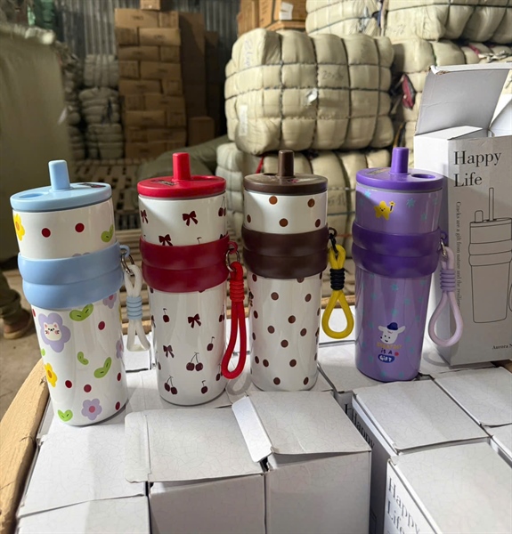 Bình Inox 710ml Họa Tiết Mẫu Mới Có Dây Đeo ( Thùng 50 )