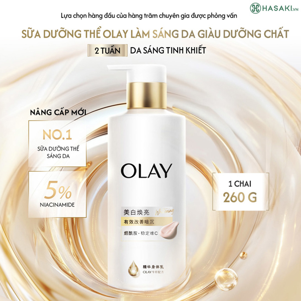 Dưỡng Thể Sáng Da Olay Whitening Niacinamide & Vitamin C 260g