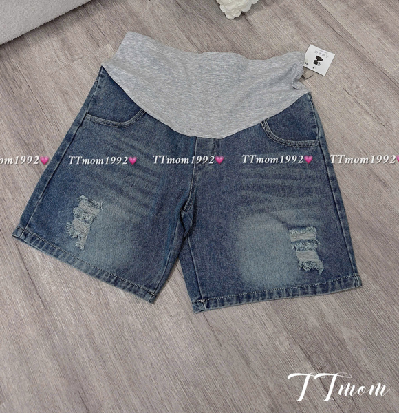 Quần ngố jean rách xanh đậm