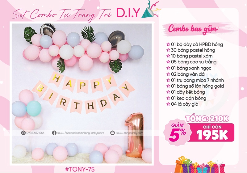 Set Trang Trí Sinh Nhật Mini 75