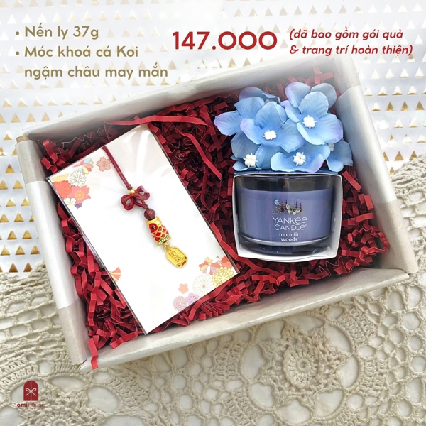 Set quà NẾN LY Y.K 37g + MÓC KHOÁ CÁ KOI