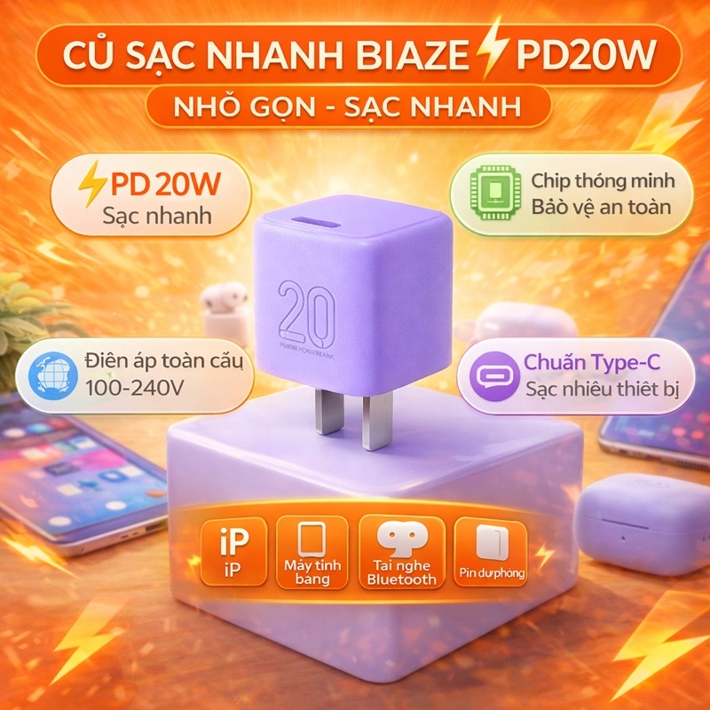 Củ sạc nhanh 20W hãng BIAZE - P018B