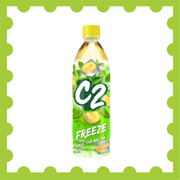 C2 Trà Đen Hương Dưa Lưới Bạc Hà 455Ml