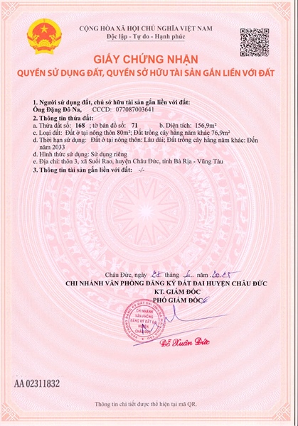 AC-CĐ-SR0017 - Thửa đất 168- Tờ bản đồ 71 Xuân Sơn - TP.HCM
