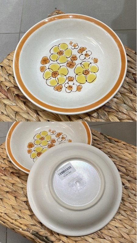 Bát mộc hoa viền cam size 19.5x4cm