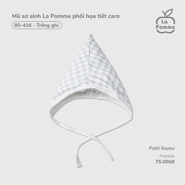 804160 - Mũ sơ sinh La Pomme phối họa tiết caro