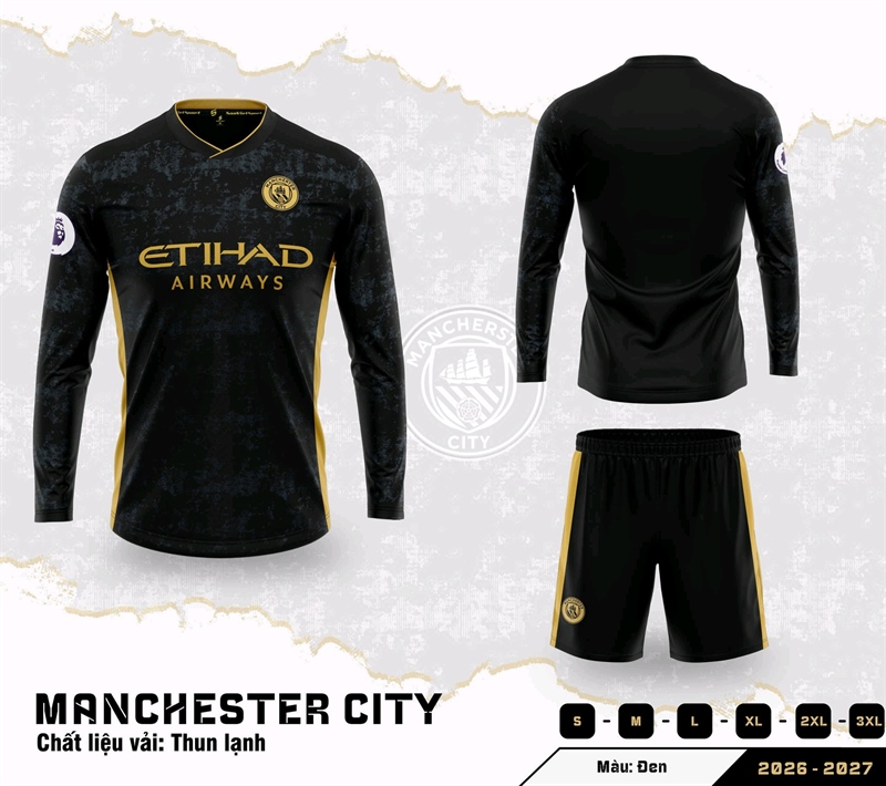 Mancity đen 2026 - Tay dài
