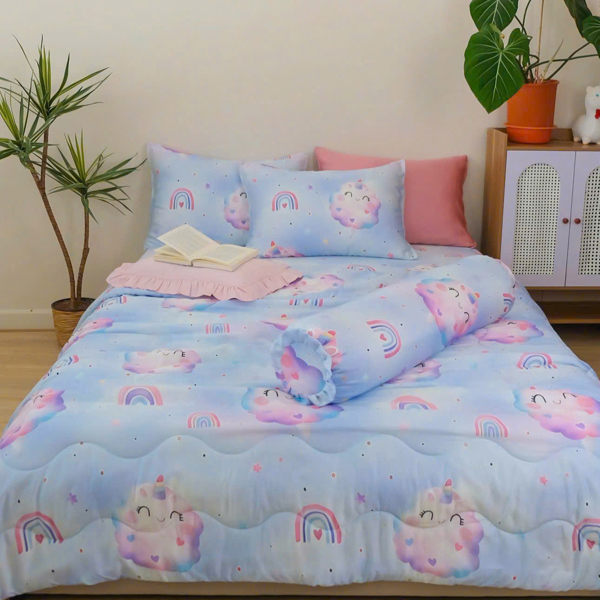 Bộ drap 4 món Tencel 60s họa tiết mây cầu vồng