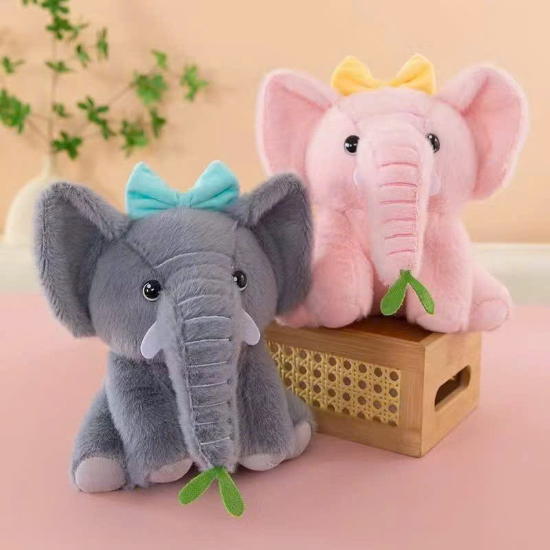 Gấu bông voi 2 màu có nơ