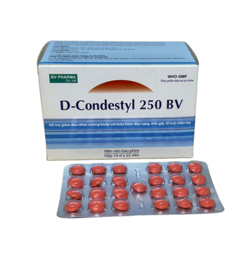 D-Condestyl 250 BV (Mephenesin) (Hộp 10 vỉ x 25 viên) (Hỗ trợ giảm đau nhức xương khớp) - BV Pharma