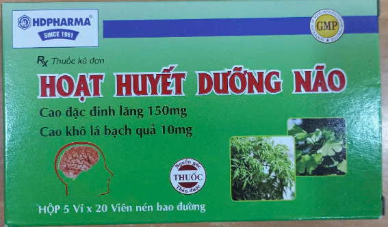 Hoạt huyết dưỡng não 150mg/10mg (Hộp 5 vỉ x 20 viên nén bao đường) - Hải Dương/VN