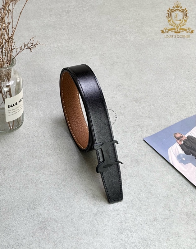 Mặt Belt Hermes ngựa sọc đen