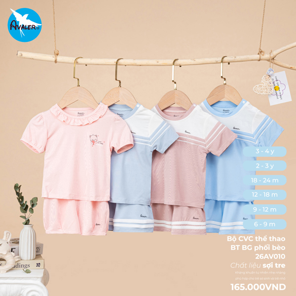 AV010 - 6M/4Y - Bộ CVC sợi tre phối màu thể thao 4 màu