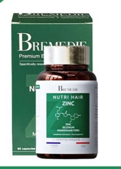 Bremedie Nutri Hair ZinC - Viên uống giúp giảm rụng và mọc tóc (Hộp 1 Lọ 60 viên) - Pháp