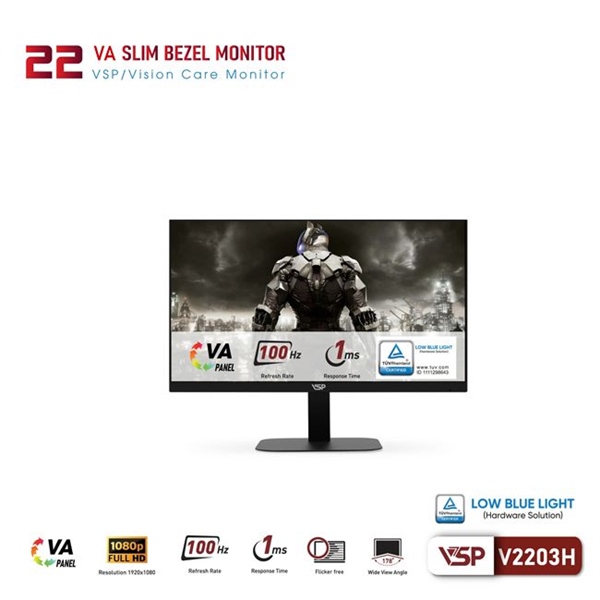 Màn hình VSP VA V2203H 22 inch 100Hz Black HDMI VGA