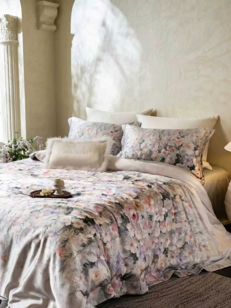 Bộ ga "Hoa hải xanh" | B-Cotton Tencel, A-Sợi cellulose tái sinh - 260308.01